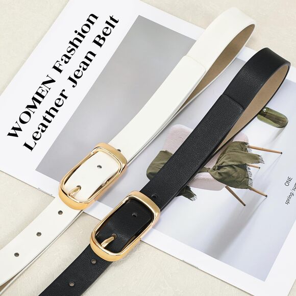 Womens Leather Belt For Jeans Pants, Black Brown Waist Belts For Women With🌻 - Picture 5 of 5